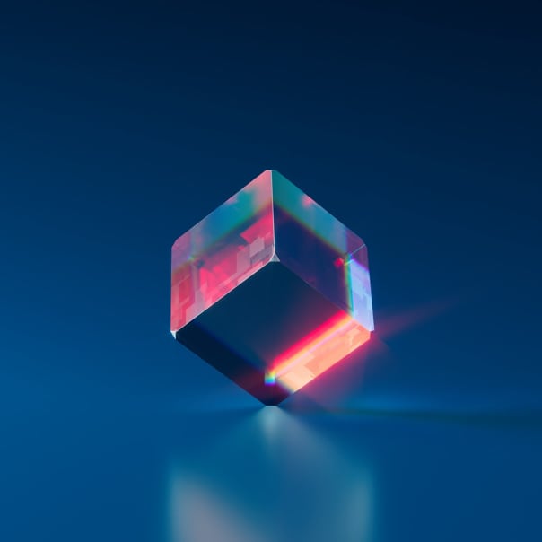 Equilibrium NFT, a cube balanced on its corner